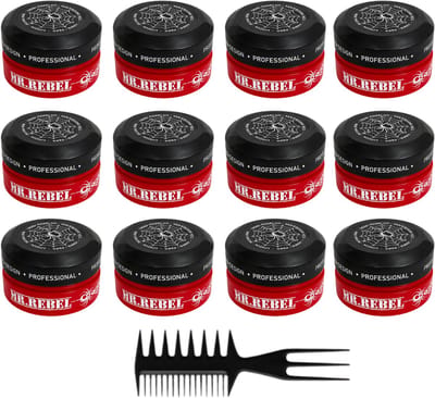 MR. REBEL Red Matte Hair Styling Wax – Haarwax Mannen – sert van 12 stuks – Sterke Hold – Matte Finish – Natuurlijke Look – Volume & Textuur – 1800 ml