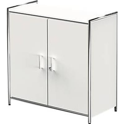 Vleugeldeurkast Toledo, met zicht-achterwand, afsluitbaar, 2 ordnerhoogten, B 800 x D 380 x H 780 mm, wit
