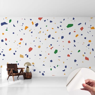 Coloray Zelfklevend Behang - Regenboogstukjes Zelfklevend fotobehang - 416x254 cm - Wit Zelfklevend Behang - Voor de woonkamer, voor het kantoor, voor de slaapkamer - Peel-and-stick techniek - Stickerbehang op rol