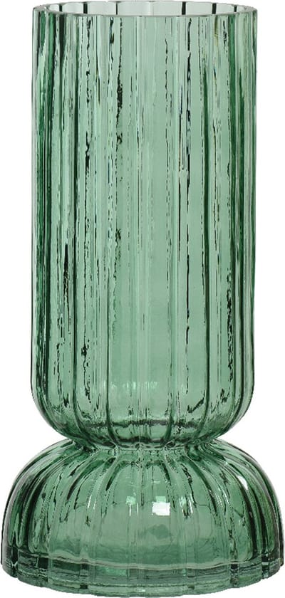 Decoris vaas/bloemenvaas - glas - D13 x H26 cm - groen