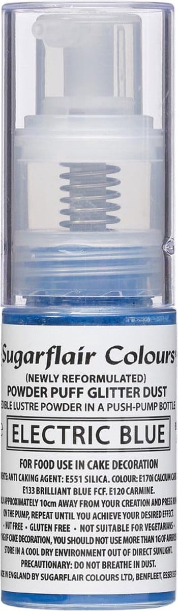 Sugarflair Pump Spray Voedingskleurstof - Glitter Nevel - Elektrisch Blauw - 10g
