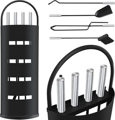 5-delige haardaccessoires set - modern haardgarnituur met inkijkbescherming