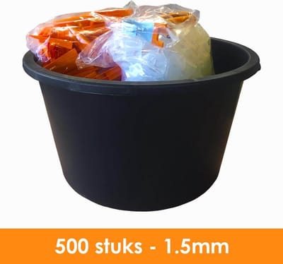Fixfine - Tegel Levelling Starter Set PRO - 1,5mm - 500 stuks - Tegel Nivelleersysteem met speciekuip - Tegel levelling systeem