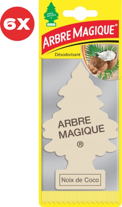6 stuks Kokosnoot Arbre Magique Geurboom luchtverfrisser voor in de auto Cocco – Car Parfum – Geurboompje – Geurbooster – Wonderboom – Geurverfrisser – Nieuwe Auto – Autogeur – Autoparfum – Geurblad – Coco – Coconut – Noix de Coco