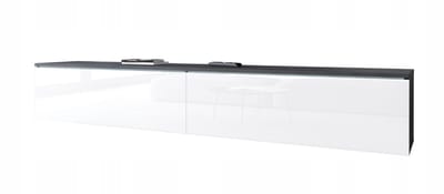 Lowboard 180 cm – Matera / Wit Glans – Mat en glanzend – 2-deurs – Zonder handvat – Vrijstaand of hangend – Modern & Elegant