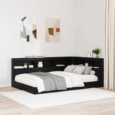 vidaXL Opberghoofdbord met plank Zwart Eiken 207,5 x 137,5 x 76,5 cm