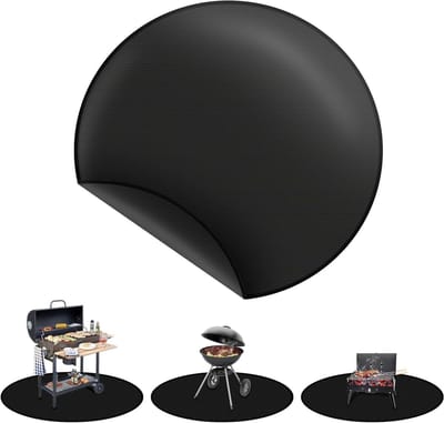 Vuurschaalmat - Vloerbeschermer - Terras Beschermen - 3 Laags Glasvezel - 91 cm Rond - Zwart