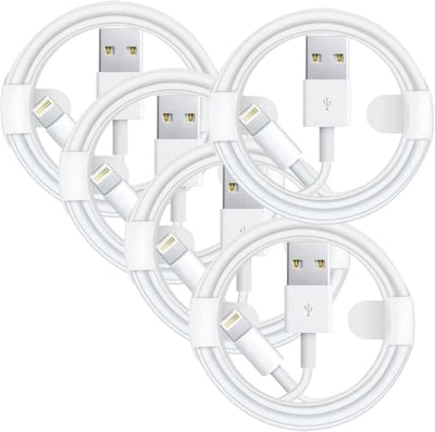USB A naar Geschikt voor: USB Lightning Kabel - 1 Meter Oplaadkabel 5x - Wit
