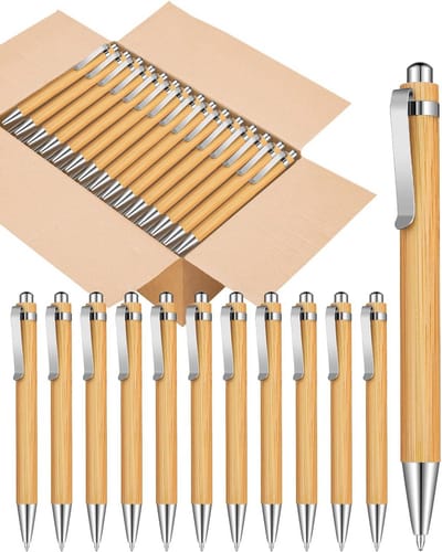 Bamboe Pennen - Houten Balpennen - Schrijven - Natuurlijke Constructie - 100 stuks - Zwart