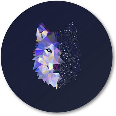 Abstracte Wolf - Muurcirkel Forex 40cm - Wandcirkel voor binnen - Minimalist - Dieren