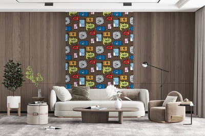 Behang - Fotobehang Patronen - Monster - Dieren - Jongens - Kinderen - Kids - Breedte 200 cm x hoogte 300 cm