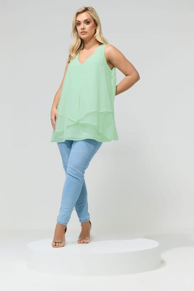 Yours London Mintgroene Gelaagde Blouse Size 42