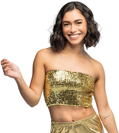 Boland - Top Sparkle goud (M/L) - Volwassenen - Niet van toepassing - Festival - Rave - Bandeautop - Strapless