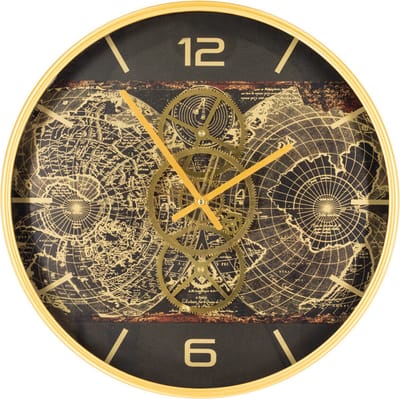 Raderklok Zwart & Goud - Unieke Wandklok met Beweegbare Tandwielen - Ø 46 cm - Snelle Levering - Kolony Homebound