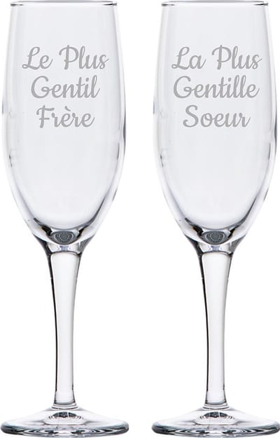 Champagneglas gegraveerd - 16,5cl - Le Plus Gentil Frère & La Plus Gentille Soeur