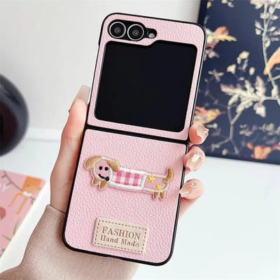 Schokbestendige Cartoon Leren Telefoonhoesje voor Samsung voor Galaxy Z Flip 6 5 4 3 Flip6 Flip5 Flip4 Flip3 5G Beschermhoes For Samsung Galaxy Z Flip6 black