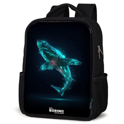 NoBoringSuitcases.com® - Rugzak zwart - Schooltas jongen & meisje - Digitale haaienkracht - Rugtas voor school - Boekentas kind - Schoolrugzak - Kinderrugzak