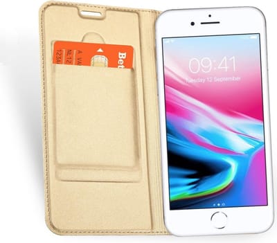 Hoesje geschikt voor Apple iPhone 8 - Kunstlederen Wallet Hoesje Goud 360 Graden Beschermend Telefoonhoesje