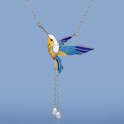 Mode Creatie Kolibrie Hanger Druiplijm Kleur Dierlijk Element Birdy Tuin Meisje Ketting gray