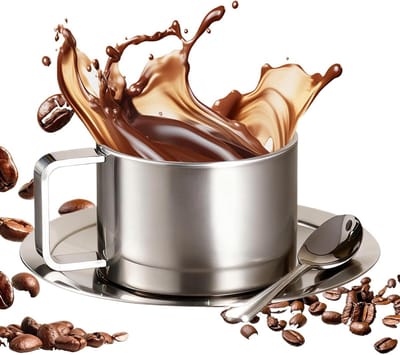 Koffiekopjes Set - Drinkbekers Roestvrijstaal - Buiten Genieten - Dubbele Wand Isolatie - 200ml - Zilverkleurig