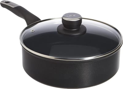 Hapjespan met Deksel - Koekenpan Braadpan - Lekker Koken - Anti-aanbaklaag - 24 cm - Zwart