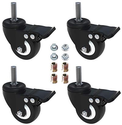 Heavy Duty 2 Inch Zwenkwielen met Remslot - 4 Stuks, Geschroefde Bout voor Trolley en Meubels