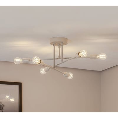 Opviq Plafondlamp Flower 177, crèmewit, metaal, 6-lamps