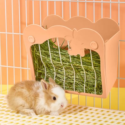 hangend hooirek voor kleine dieren konijn, dwergkonijn, cavia (Roze)