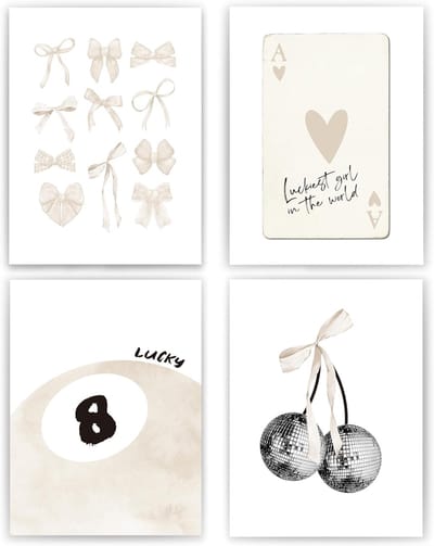 Muurdecoratie Set - Wandprints Esthetisch - Slaapkamer Aankleden - Geavanceerd Printproces - 4 Delig 8x10 Inch - Beige