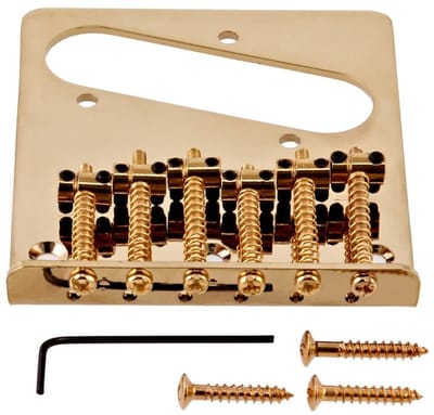 Guitarworks 6-Zadel Gitaarbrug, Verguld