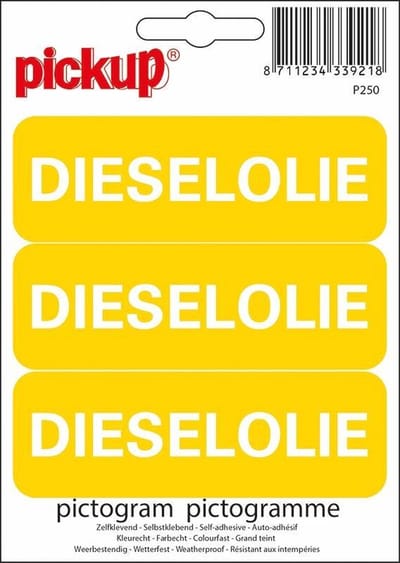 Pickup Pictogram 10x3,3 cm - Dieselolie 3x - Diesel olie