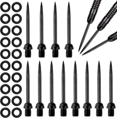 12 Stuks Stalen Dartpunten met Schroefdraad, Geschikt voor Soft Darts, Inclusief 20 Rubber Ringen en Hoogwaardige Materialen