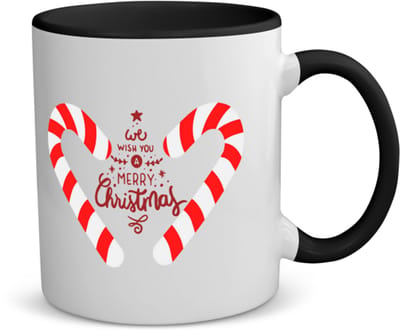 Akyol - kerst we wish you a merry christmas koffiemok - theemok - zwart - Kerstmis - kerst beker - winter - kerst - christmas - kerst cadeau - 350 ML inhoud