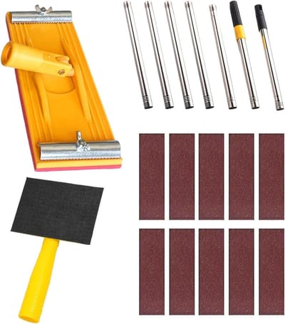 Muurschuurmachine Uitschuifbaar - Gipsplaatschuurmachine Schuurstok - Muren en Plafonds Schuren - Draaibare Schuurkop - 200 cm - Grijs
