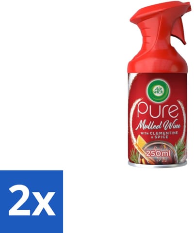 2 x Air Wick – Luchtverfrisser Spray – Pure Mulled Wine – 250 ml - Luchtverfrisser - Warme Geur - Gezellige Sfeer - Wintergeur - Glühwein