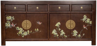 Fine Asianliving Chinese Dressoir Bruin Earthy Brown Handgeschilderd B180xD40xH85cm Chinese Meubels Oosterse Kast