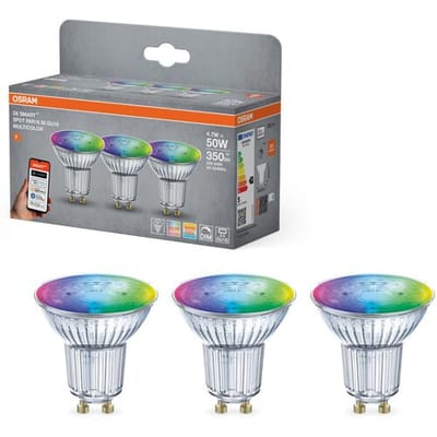 OSRAM Set van 3 LED-lampen Smart Mat PAR16 (GU10, RGBW, 2700 K, Zilver)