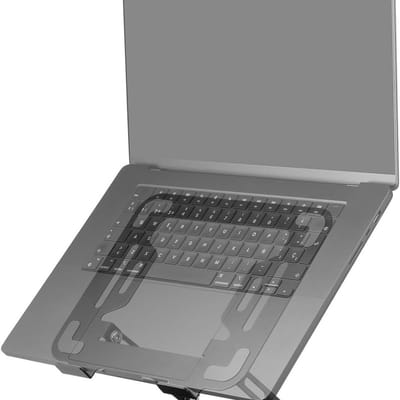 Famanu – Verstelbare laptop- en tabletstandaard tot 17 inch - hoogte en hoek verstelbaar - 360° draaibaar - opvouwbaar - zwart