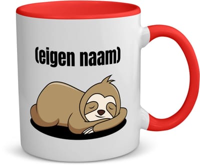 Akyol - luiaard met eigen naam koffiemok - theemok - rood - Luiaard - luiaard liefhebbers - iemand die houdt van luiaards - verjaardag - cadeau - kado - 350 ML inhoud