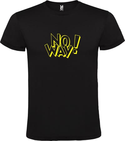 Zwart T-shirt ‘No Way!’ Geel Maat XS