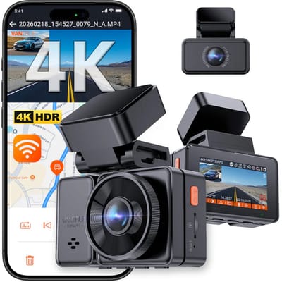 VANTRUE E2 Pro 4K + 2.5K Dual Dashcam Voor & Achter, Dual HDR, Nachtzicht, 5GHz WiFi GPS Autocamera, Spraakbesturing, 24H Parkeermodus, 2.45'' Display
