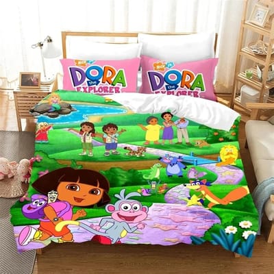 3D Print D-Dora Cartoon Ontdekkingsreiziger Beddengoed Set Dekbedovertrek Bedset Dekbedovertrek Kussensloop Dekbed King Queen Size Jongens Volwassene 140x210cm 2pcs