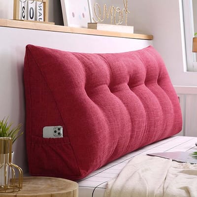 Groot leeskussen - Wigkussen bank - Comfortabel lezen - Met wasbare hoes - 80 x 50 x 20 cm - H