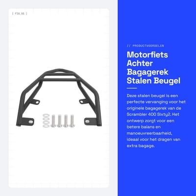 Dailygoods- Bagagerek Verbeterde Balans - Stalen Beugel - Directe Vervanging - Scrambler 400 Sixty2 - Inclusief 4 Bouten/Pakkingen - Stevige Constructie - Motorfietsrek