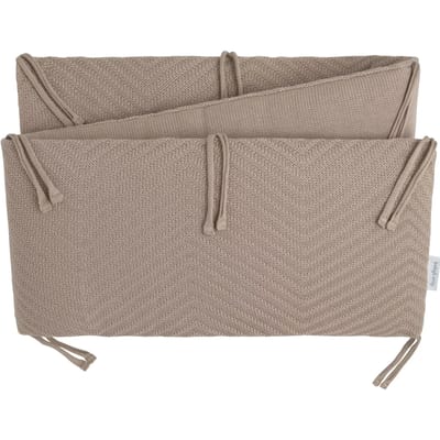 Baby's Only Gebreide bedbumper Grace - Bedomrander - Bedomranding baby met visgraatpatroon - Boxbumper - Parkomrander uit katoen en acryl - Beige - 180x30 cm