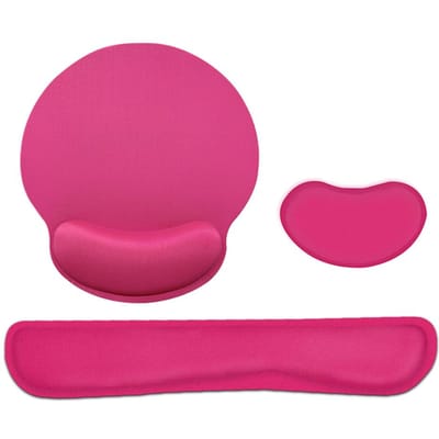Repose-poignet ergonomique en mousse à mémoire de forme, ensemble de tapis de souris avec tissu Lycra rouge rose