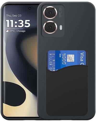 Geschikt voor Motorola Edge 2024 Telefoonhoesje met Siliconen Pasjeshouder - Flexible Back Cover Case Siliconen TPU with Silicone Cardslot - Zwart - Smartphonica geschikt voor Motorola Edge 2024