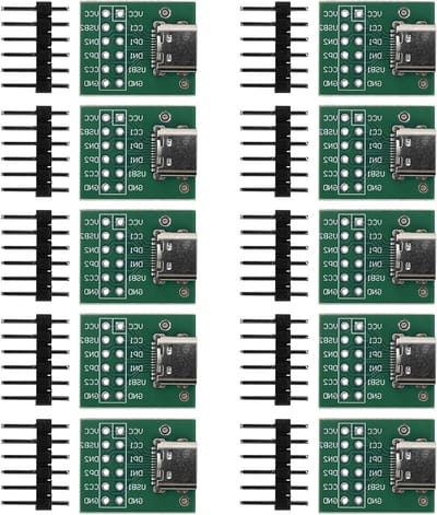 10 Stuks Type-C USB naar DIP Adapter 2.54mm 12 Pin Vrouwelijke Connector PCB Converter voor DIY Projecten en Elektronica