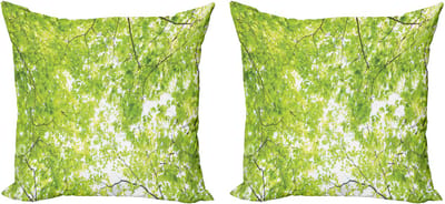 ABAKUHAUS Decoratieve kussenhoes met boommotief, 2 stuks, natuurlijk zomergro 50x50 cm, groen