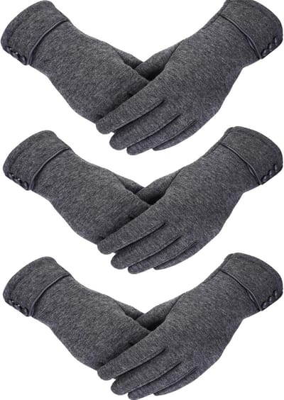 Oneay Set van 3 paar touchscreen handschoenen voor dames - winddichte en antislip handschoenen, geschikt voor dames en meisjes die buiten fietsen.